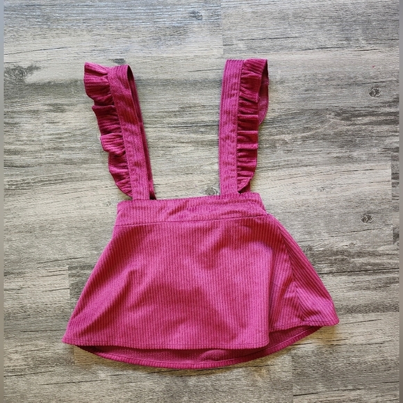 NWOT Bailey's Blossoms Boutique Ribbed Ruffled Suspender Skirt Overalls - Picture 1 of 3